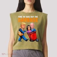 Garbage For Trump 2024 Funny Time To Take Out Garbage Biden Garment-Dyed Women's Muscle Tee thumb 2