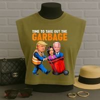 Garbage For Trump 2024 Funny Time To Take Out Garbage Biden Garment-Dyed Women's Muscle Tee thumb 3