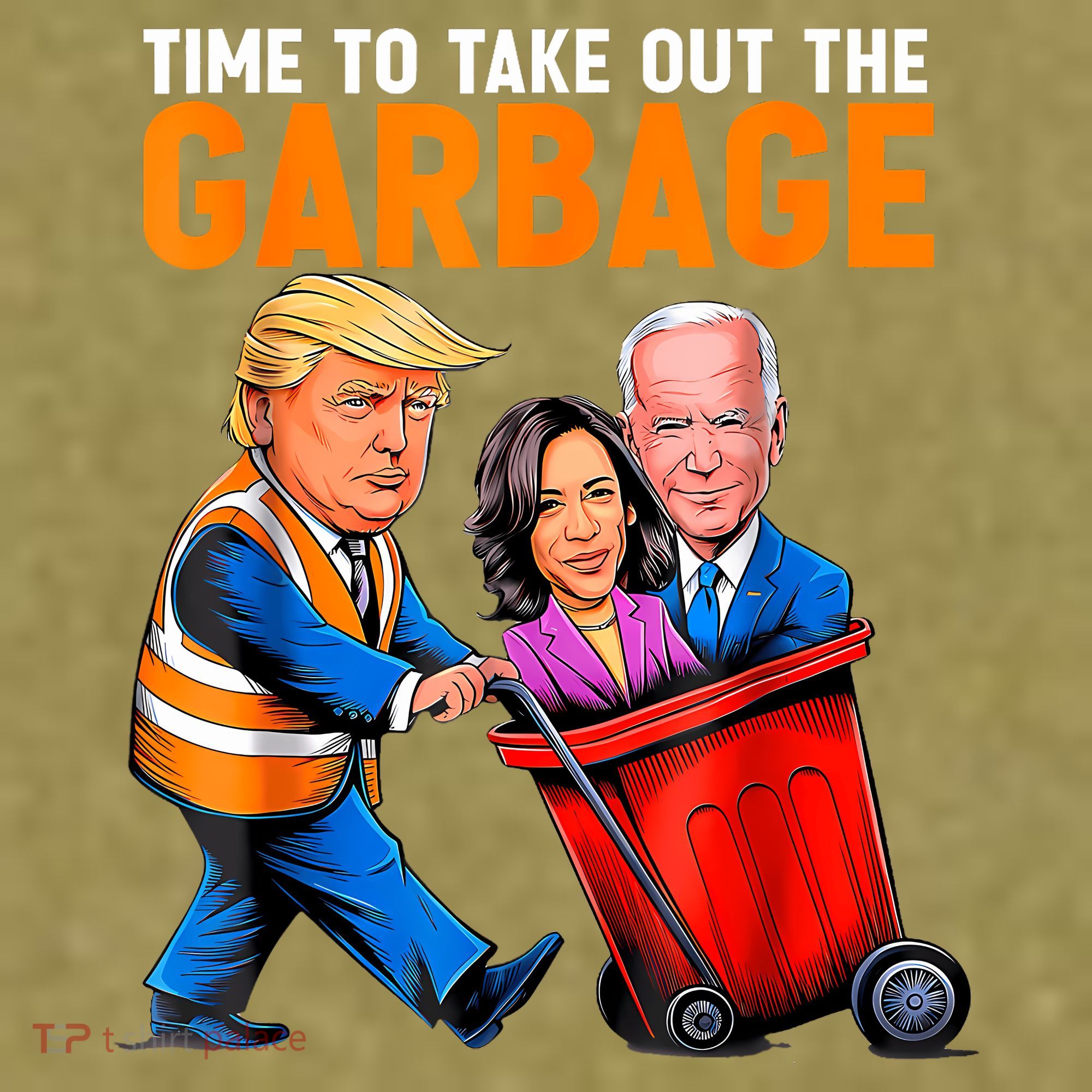 Garbage For Trump 2024 Funny Time To Take Out Garbage Biden Garment-Dyed Women's Muscle Tee