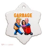 Garbage For Trump 2024 Funny Time To Take Out Garbage Biden Ceramic Ornament thumb 0