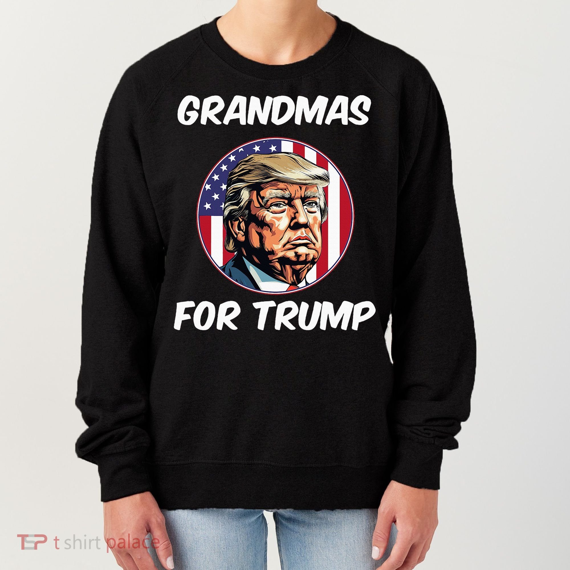 Grandmas For Trump American Flag Women's Sweatshirt