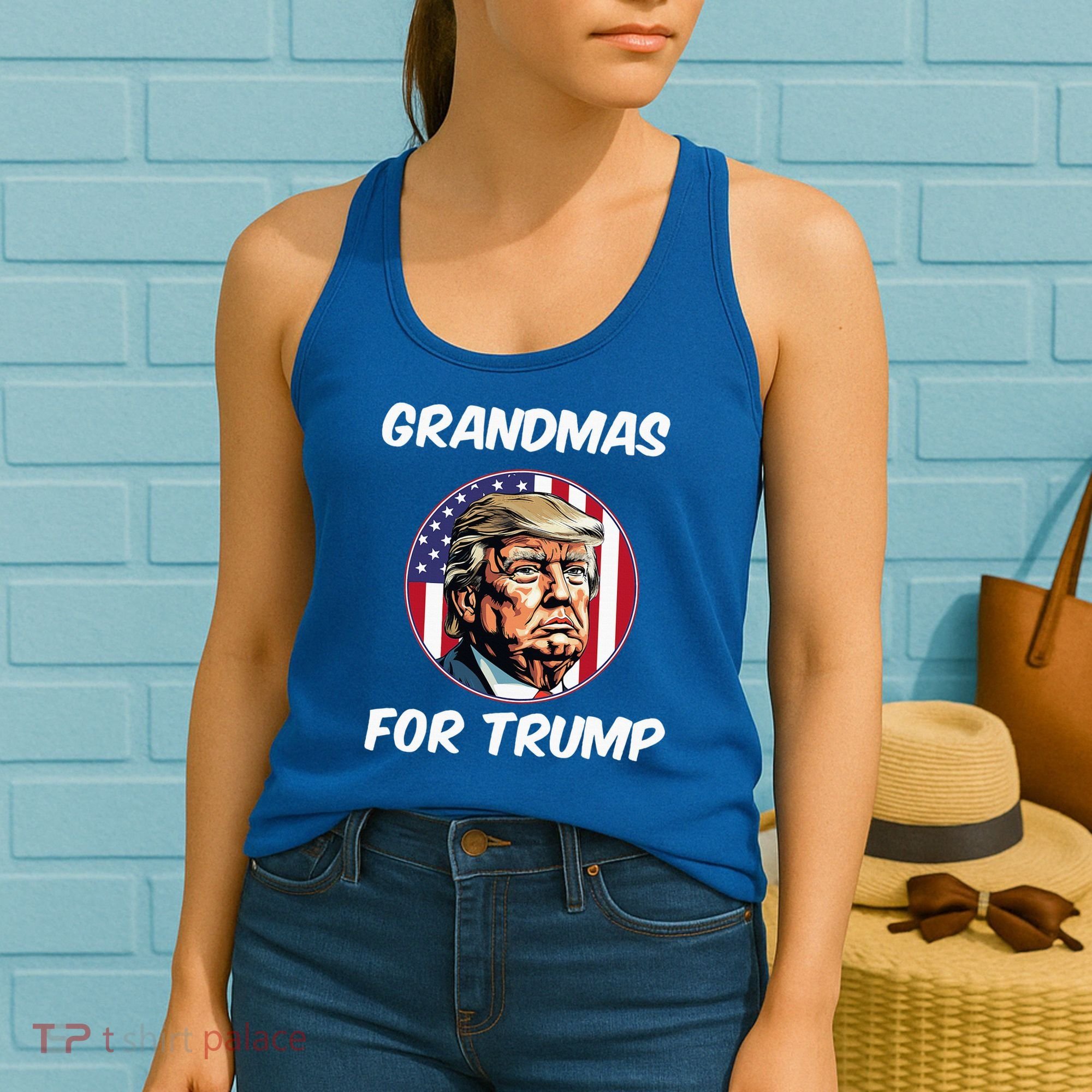 Grandmas For Trump American Flag Women's Tank Top