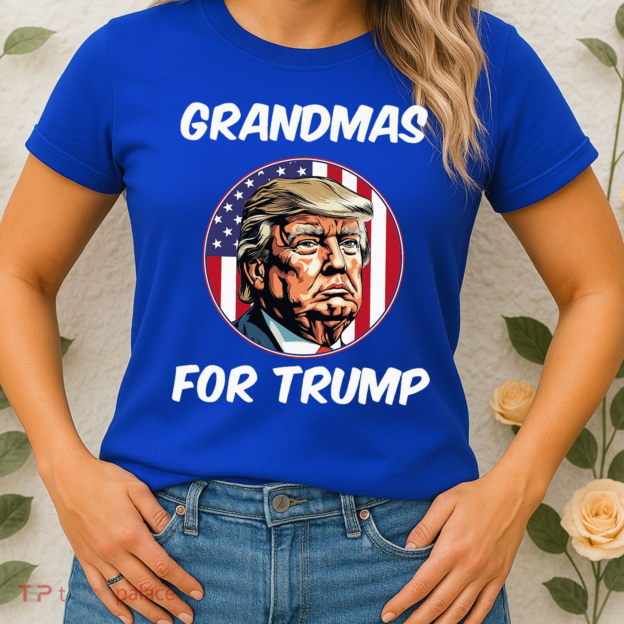 Grandmas For Trump American Flag Women's T-Shirt