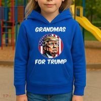 Grandmas For Trump American Flag Kids Hoodie thumb 3