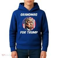 Grandmas For Trump American Flag Kids Hoodie thumb 4