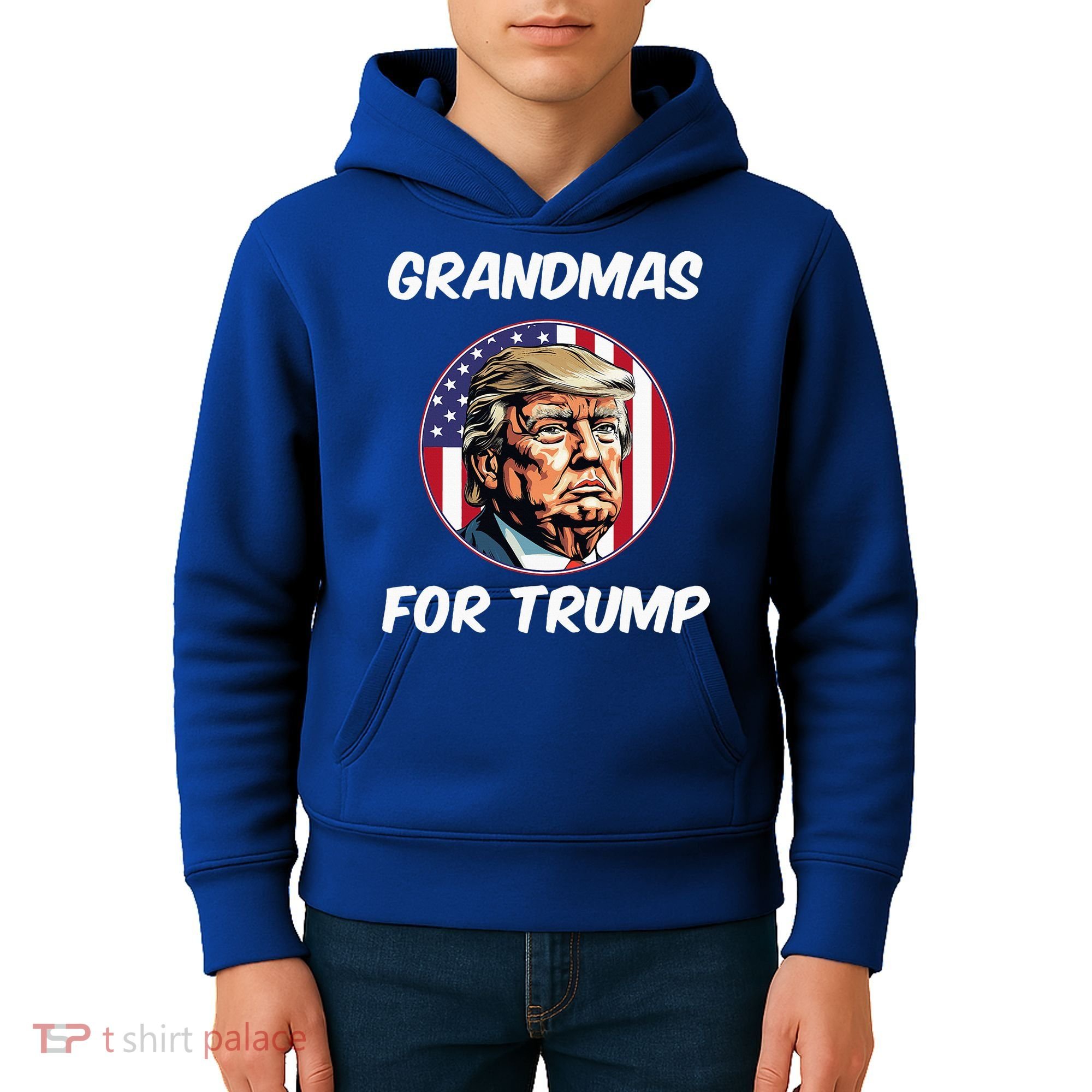 Grandmas For Trump American Flag Kids Hoodie