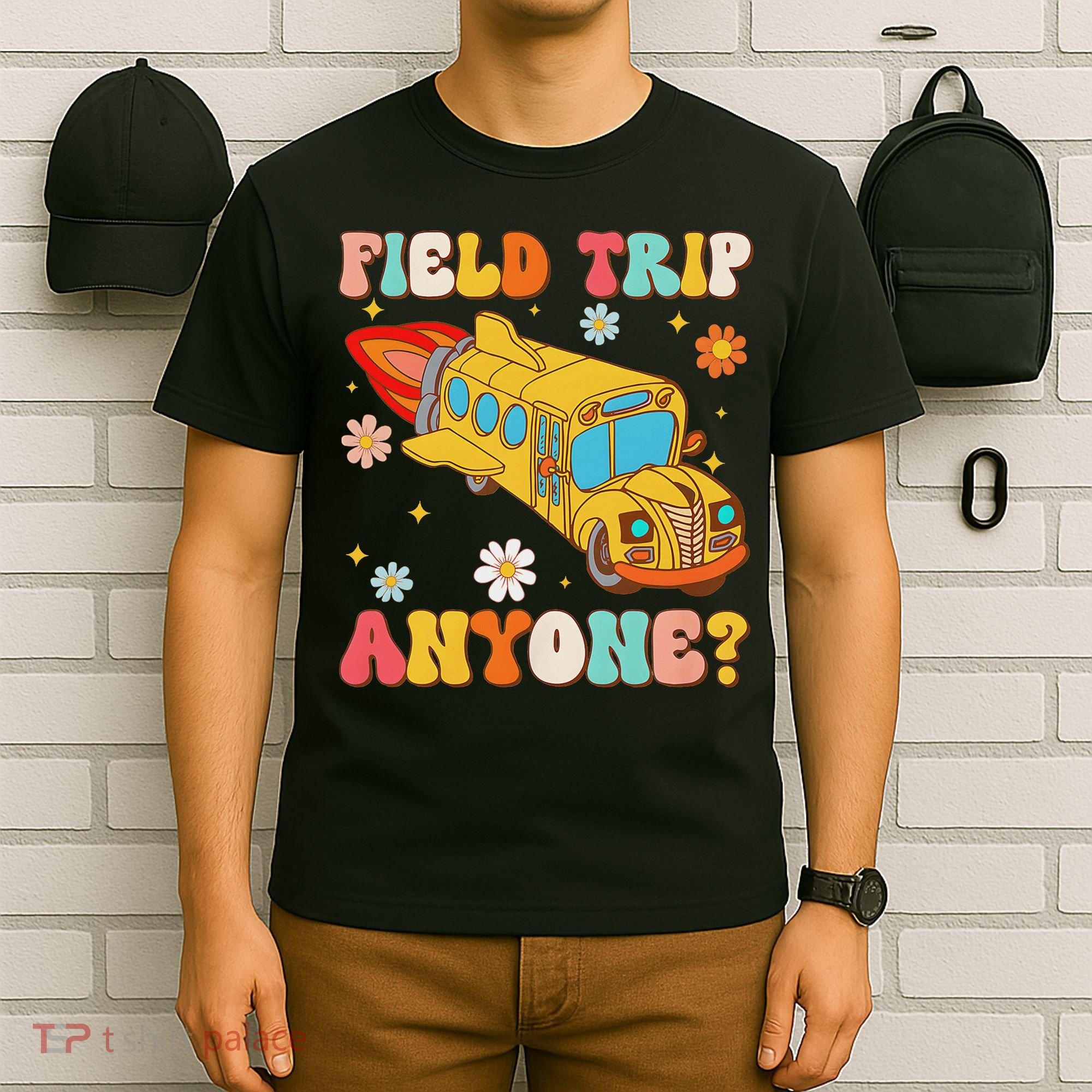 Groovy Field Trip Anyone School Bus Driver Yellow Bus Driver T-Shirt