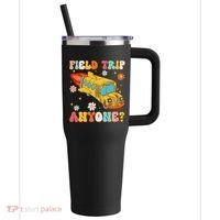 Groovy Field Trip Anyone School Bus Driver Yellow Bus Driver 40oz Vacuum Insulated Stainless Steel Travel Tumbler thumb 0