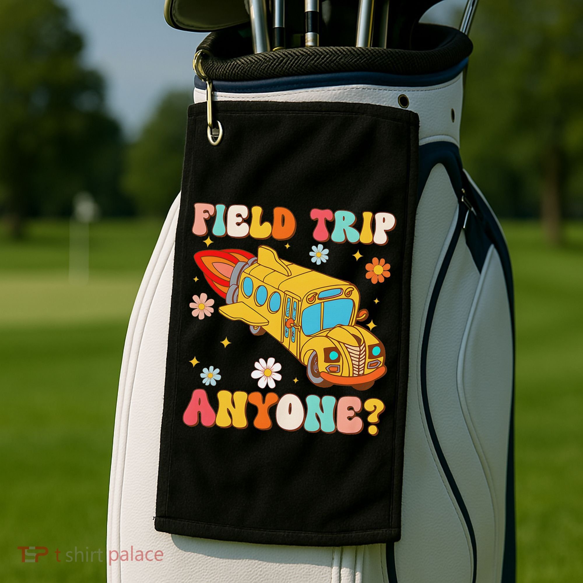 Groovy Field Trip Anyone School Bus Driver Yellow Bus Driver Golf Towel