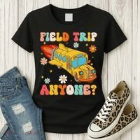 Groovy Field Trip Anyone School Bus Driver Yellow Bus Driver Women's T-Shirt thumb 3
