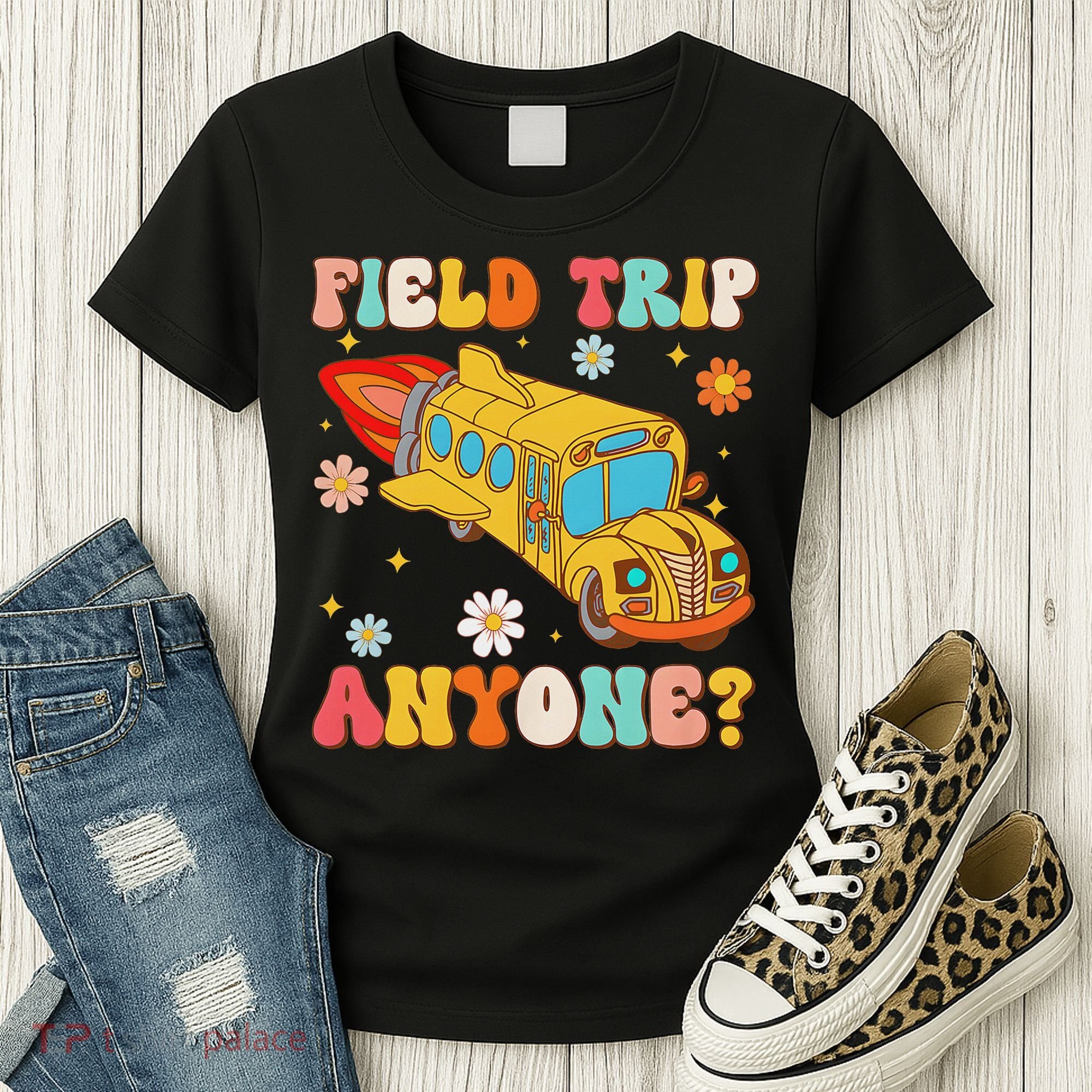 Groovy Field Trip Anyone School Bus Driver Yellow Bus Driver Women's T-Shirt