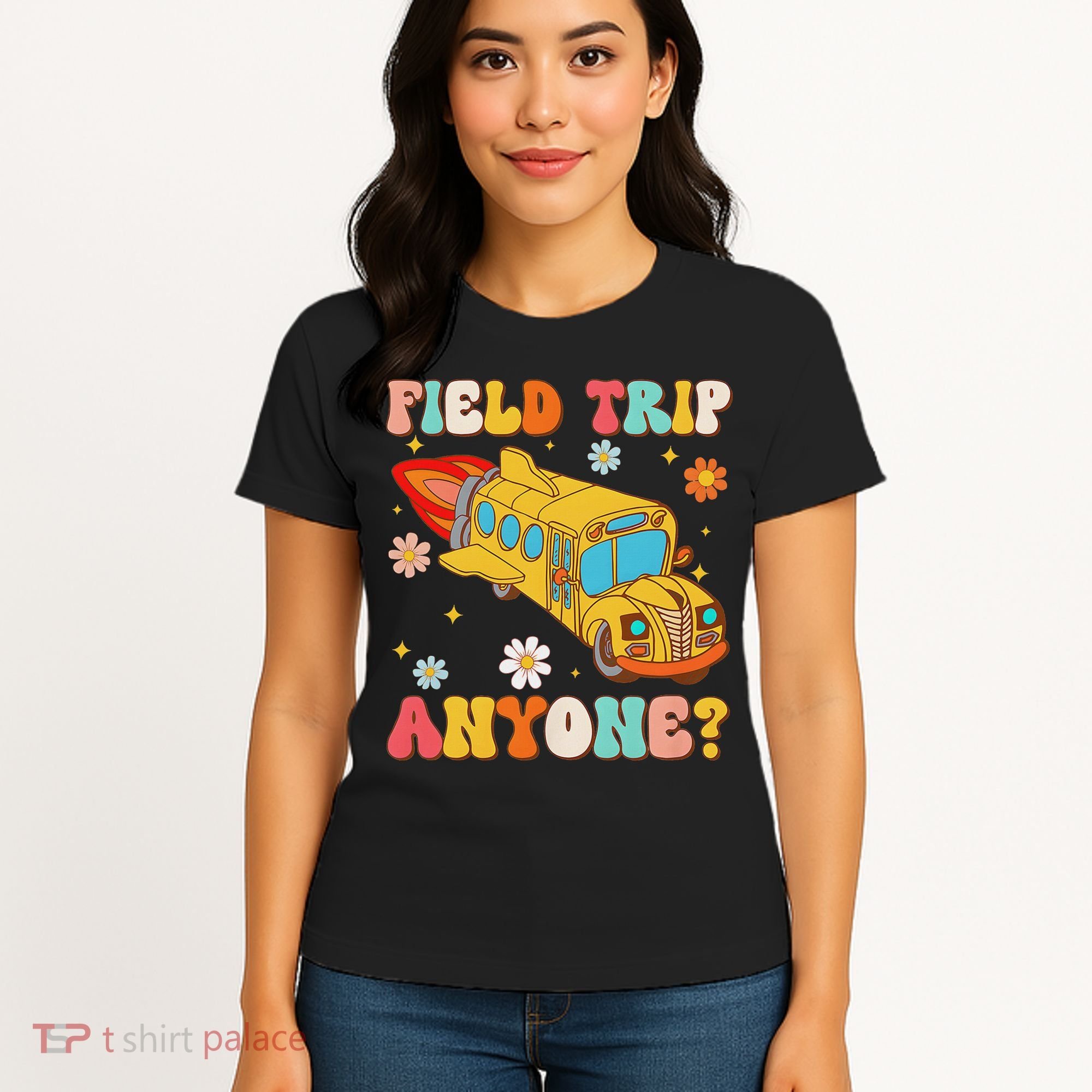 Groovy Field Trip Anyone School Bus Driver Yellow Bus Driver Women's T-Shirt