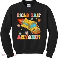 Groovy Field Trip Anyone School Bus Driver Yellow Bus Driver Kids Sweatshirt thumb 0
