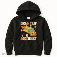 Groovy Field Trip Anyone School Bus Driver Yellow Bus Driver Kids Hoodie thumb 0