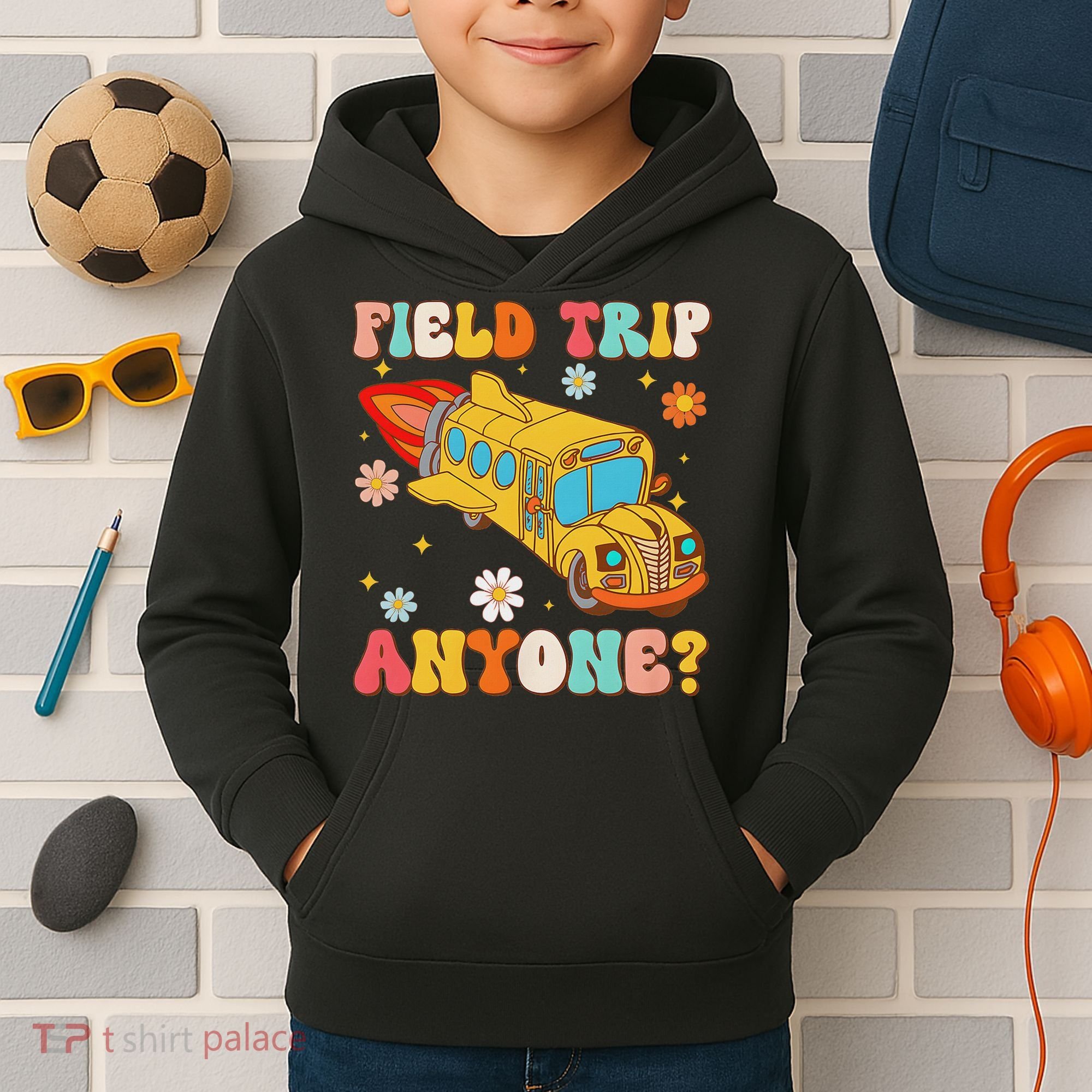 Groovy Field Trip Anyone School Bus Driver Yellow Bus Driver Kids Hoodie