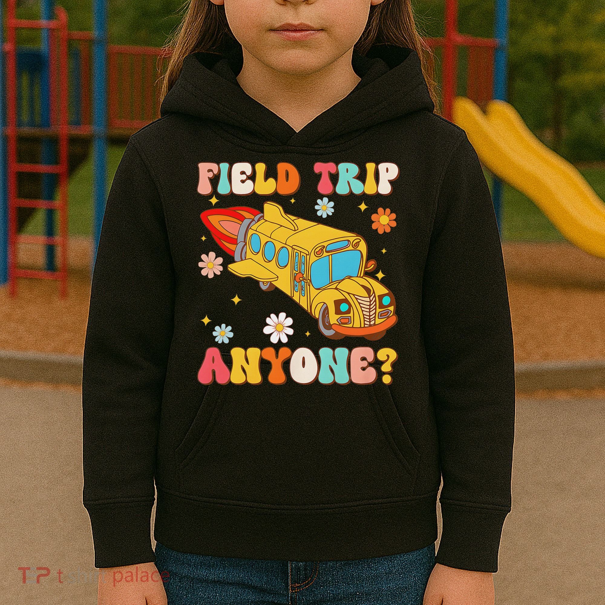 Groovy Field Trip Anyone School Bus Driver Yellow Bus Driver Kids Hoodie