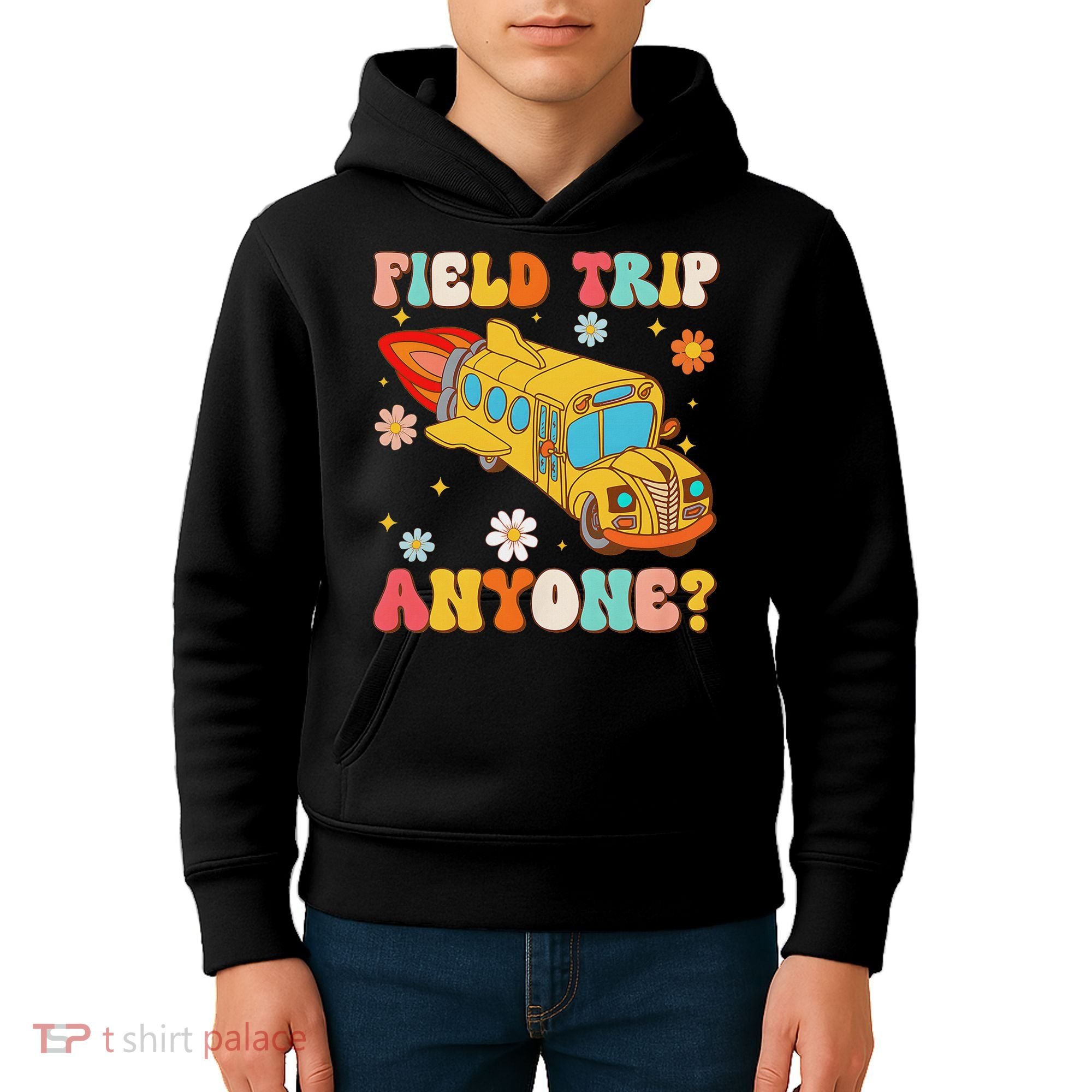 Groovy Field Trip Anyone School Bus Driver Yellow Bus Driver Kids Hoodie