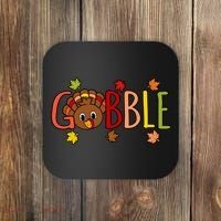 Gobble Funny Turkey Matching Thanksgiving Cute Family Coaster thumb 0