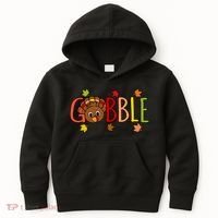 Gobble Funny Turkey Matching Thanksgiving Cute Family Kids Hoodie thumb 0