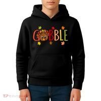 Gobble Funny Turkey Matching Thanksgiving Cute Family Kids Hoodie thumb 4