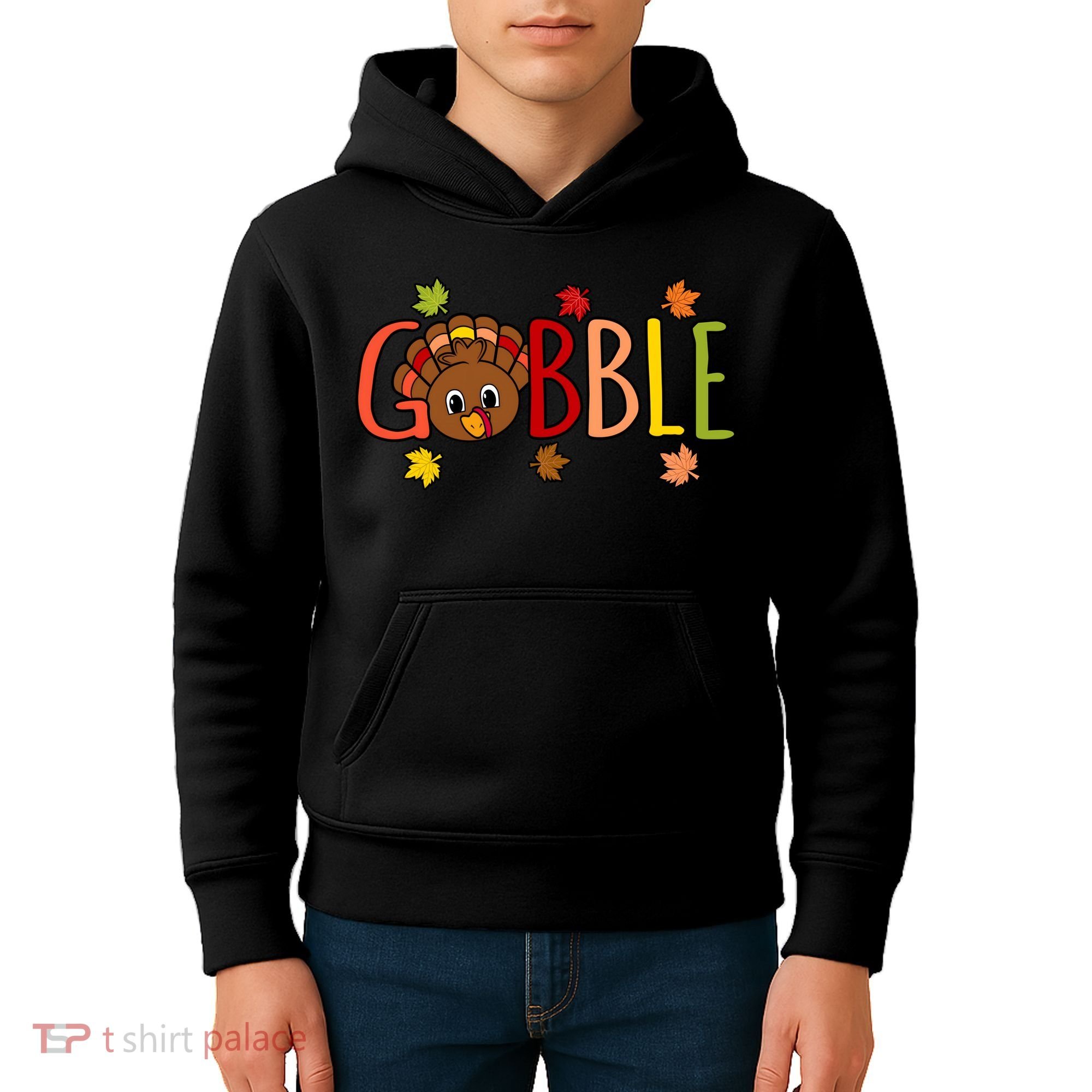 Gobble Funny Turkey Matching Thanksgiving Cute Family Kids Hoodie