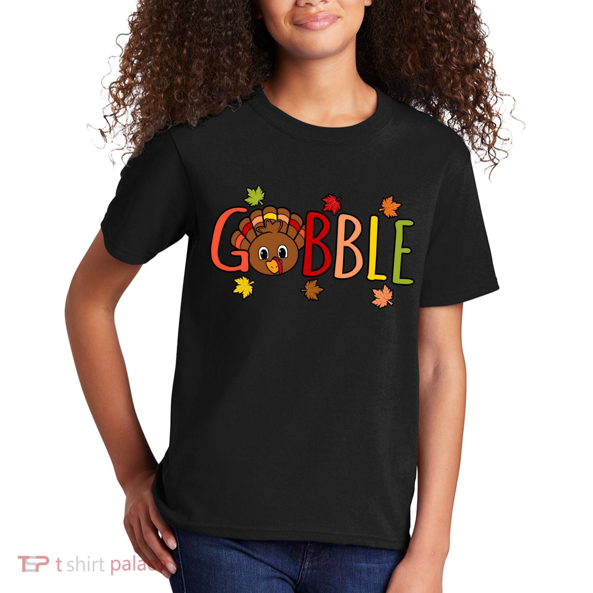 Gobble Funny Turkey Matching Thanksgiving Cute Family Kids T-Shirt