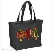 Gobble Funny Turkey Matching Thanksgiving Cute Family Tote Bag thumb 2