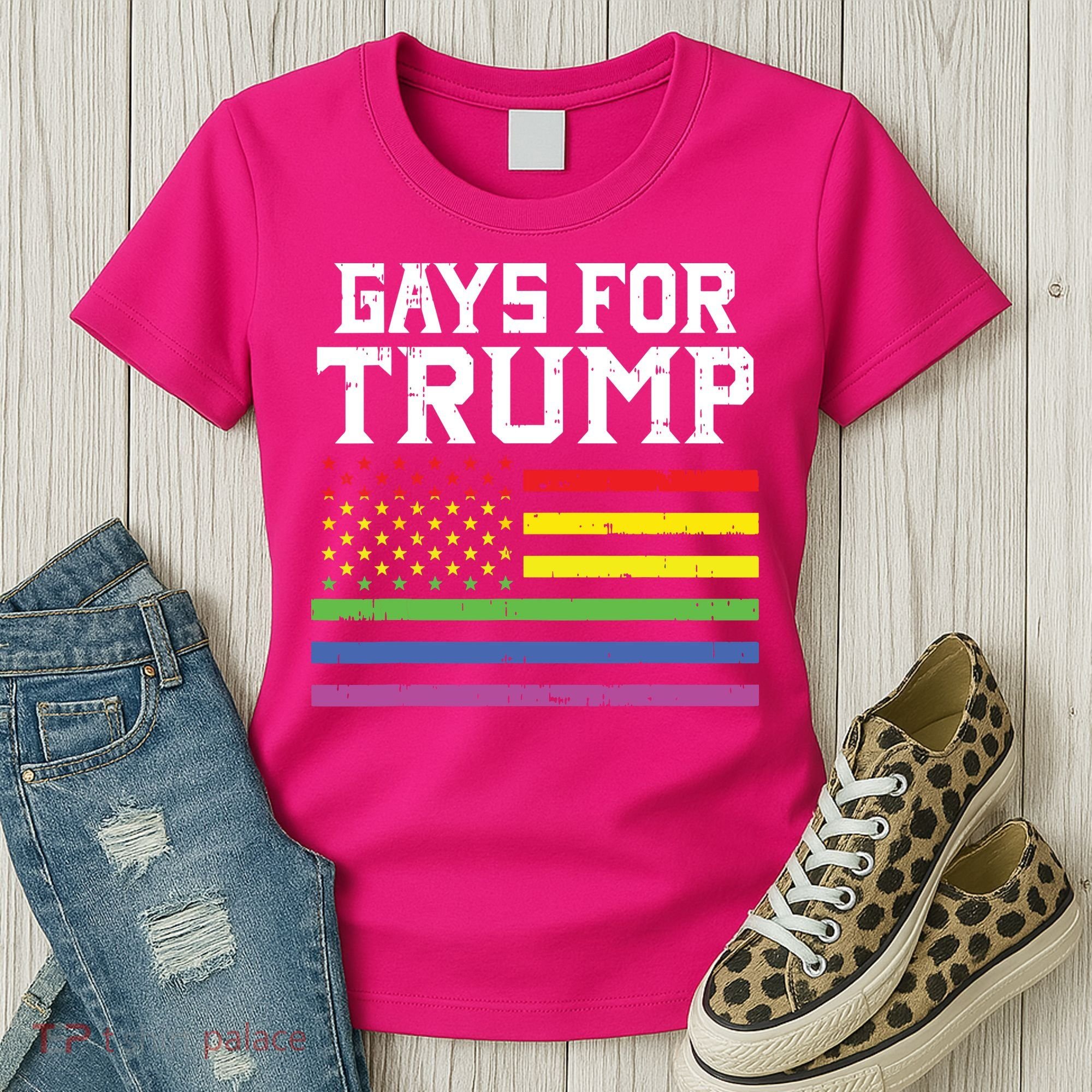 Gays For Trump Usa Flag Pro Reelect Donald 2020 Lgpt Gift Women's T-Shirt