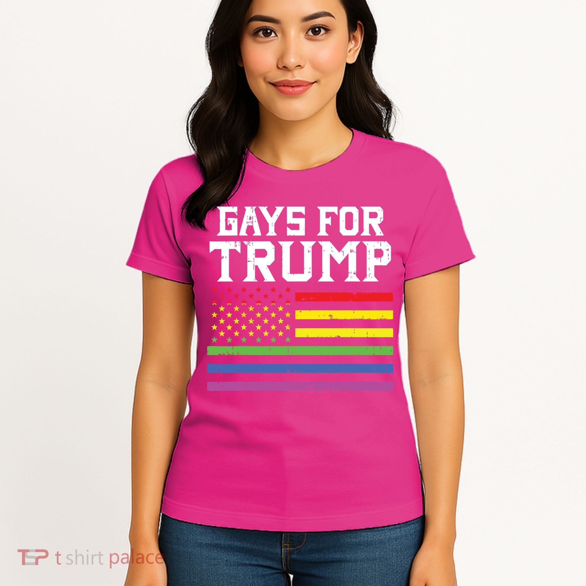 Gays For Trump Usa Flag Pro Reelect Donald 2020 Lgpt Gift Women's T-Shirt