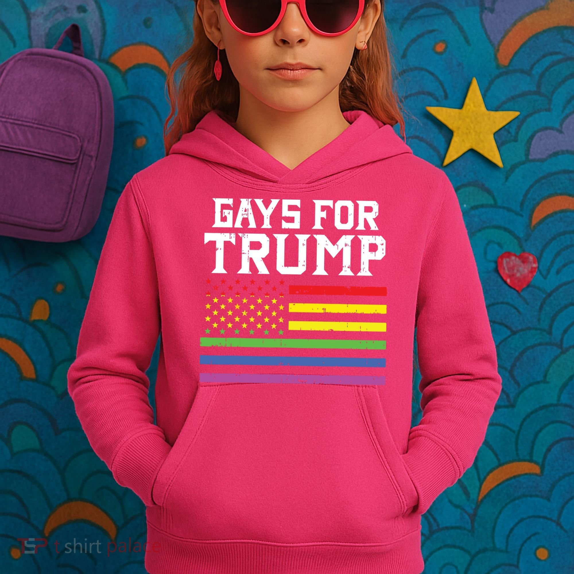 Gays For Trump Usa Flag Pro Reelect Donald 2020 Lgpt Gift Kids Hoodie