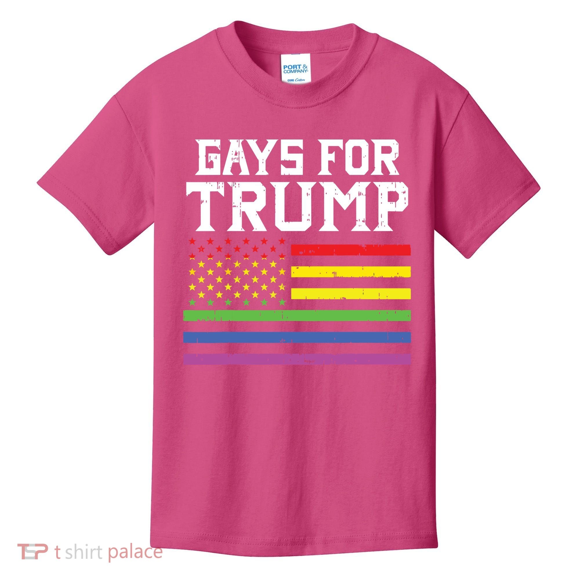 Gays For Trump Usa Flag Pro Reelect Donald 2020 Lgpt Gift Kids T-Shirt