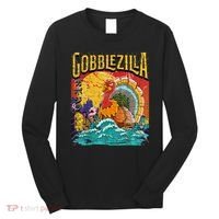 Gobblezila Funny Thanksgiving Monster Movie Spoof Long Sleeve Shirt thumb 0