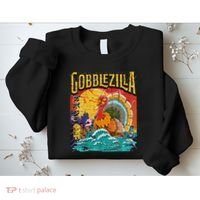 Gobblezila Funny Thanksgiving Monster Movie Spoof Sweatshirt thumb 2