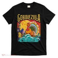 Gobblezila Funny Thanksgiving Monster Movie Spoof T-Shirt thumb 0