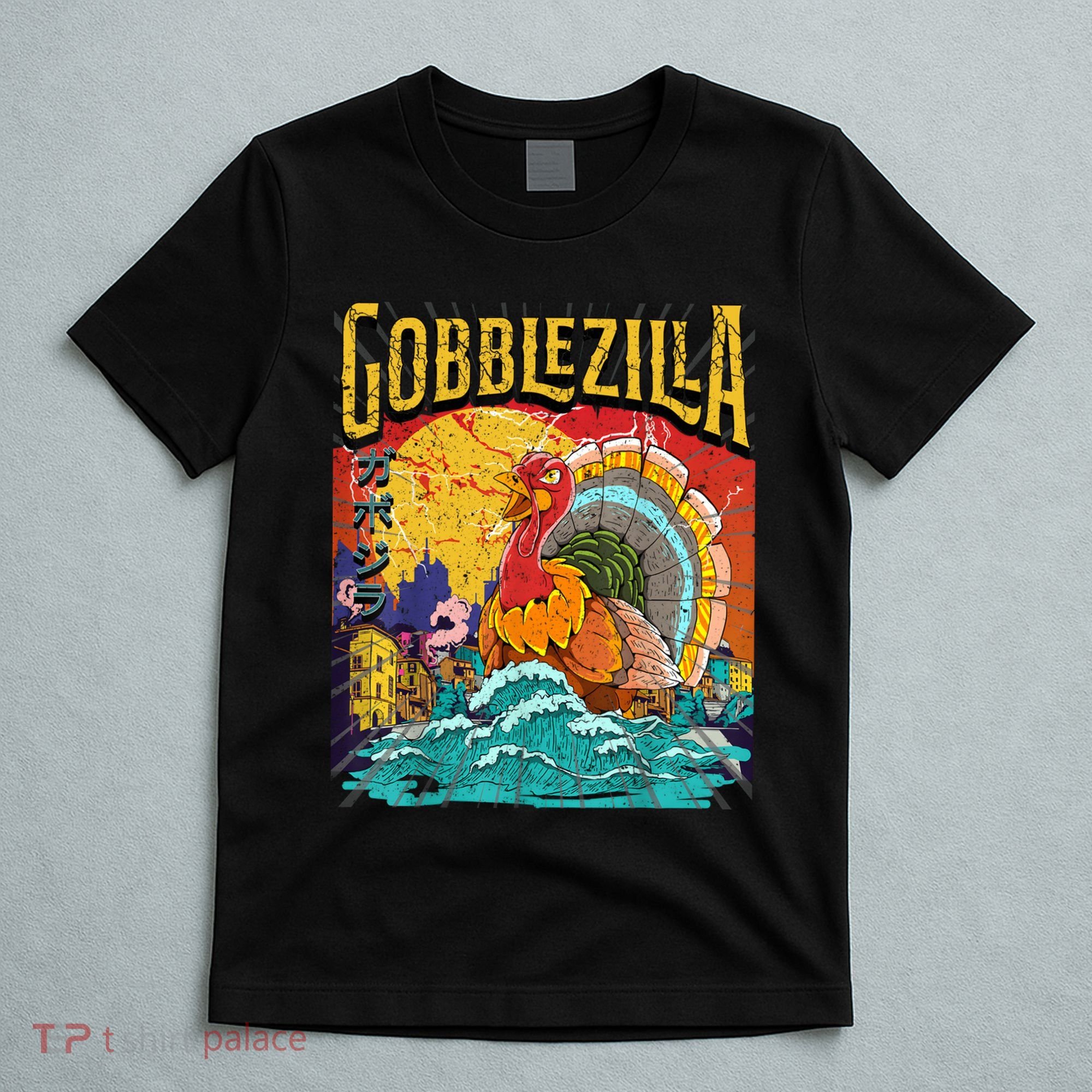 Gobblezila Funny Thanksgiving Monster Movie Spoof T-Shirt