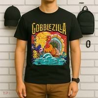 Gobblezila Funny Thanksgiving Monster Movie Spoof T-Shirt thumb 6