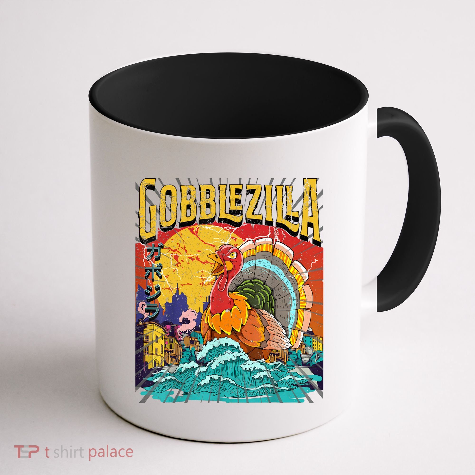 Gobblezila Funny Thanksgiving Monster Movie Spoof Coffee Mug