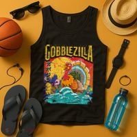 Gobblezila Funny Thanksgiving Monster Movie Spoof Tank Top thumb 4