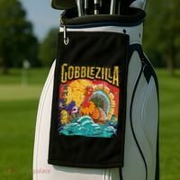 Gobblezila Funny Thanksgiving Monster Movie Spoof Golf Towel thumb 2