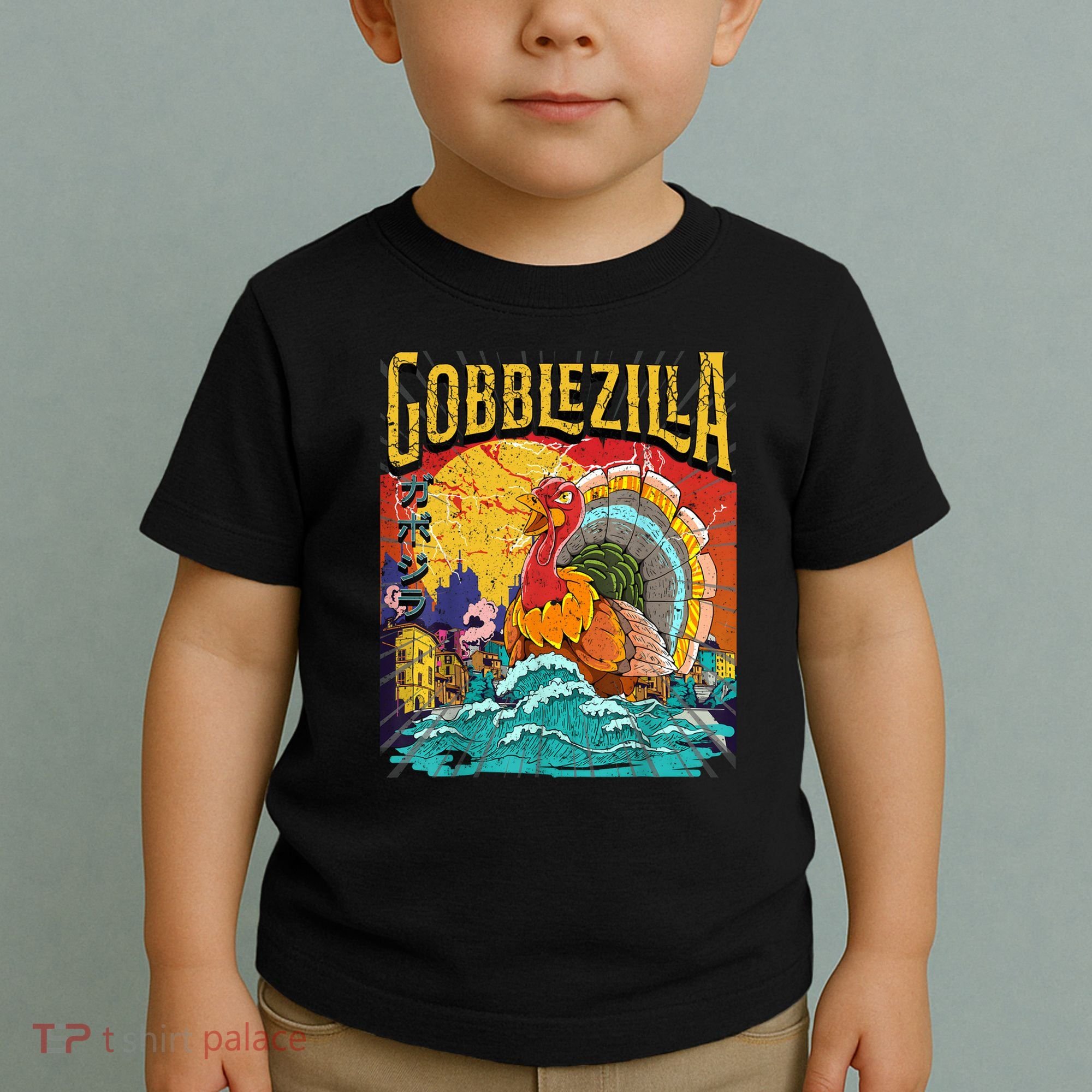 Gobblezila Funny Thanksgiving Monster Movie Spoof Toddler T-Shirt