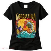 Gobblezila Funny Thanksgiving Monster Movie Spoof Women's T-Shirt thumb 0