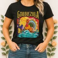 Gobblezila Funny Thanksgiving Monster Movie Spoof Women's T-Shirt thumb 2