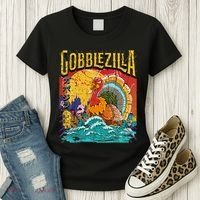 Gobblezila Funny Thanksgiving Monster Movie Spoof Women's T-Shirt thumb 3