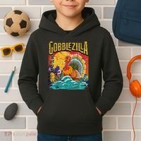 Gobblezila Funny Thanksgiving Monster Movie Spoof Kids Hoodie thumb 2