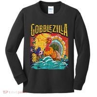 Gobblezila Funny Thanksgiving Monster Movie Spoof Kids Long Sleeve Shirt thumb 0