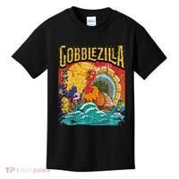 Gobblezila Funny Thanksgiving Monster Movie Spoof Kids T-Shirt thumb 0