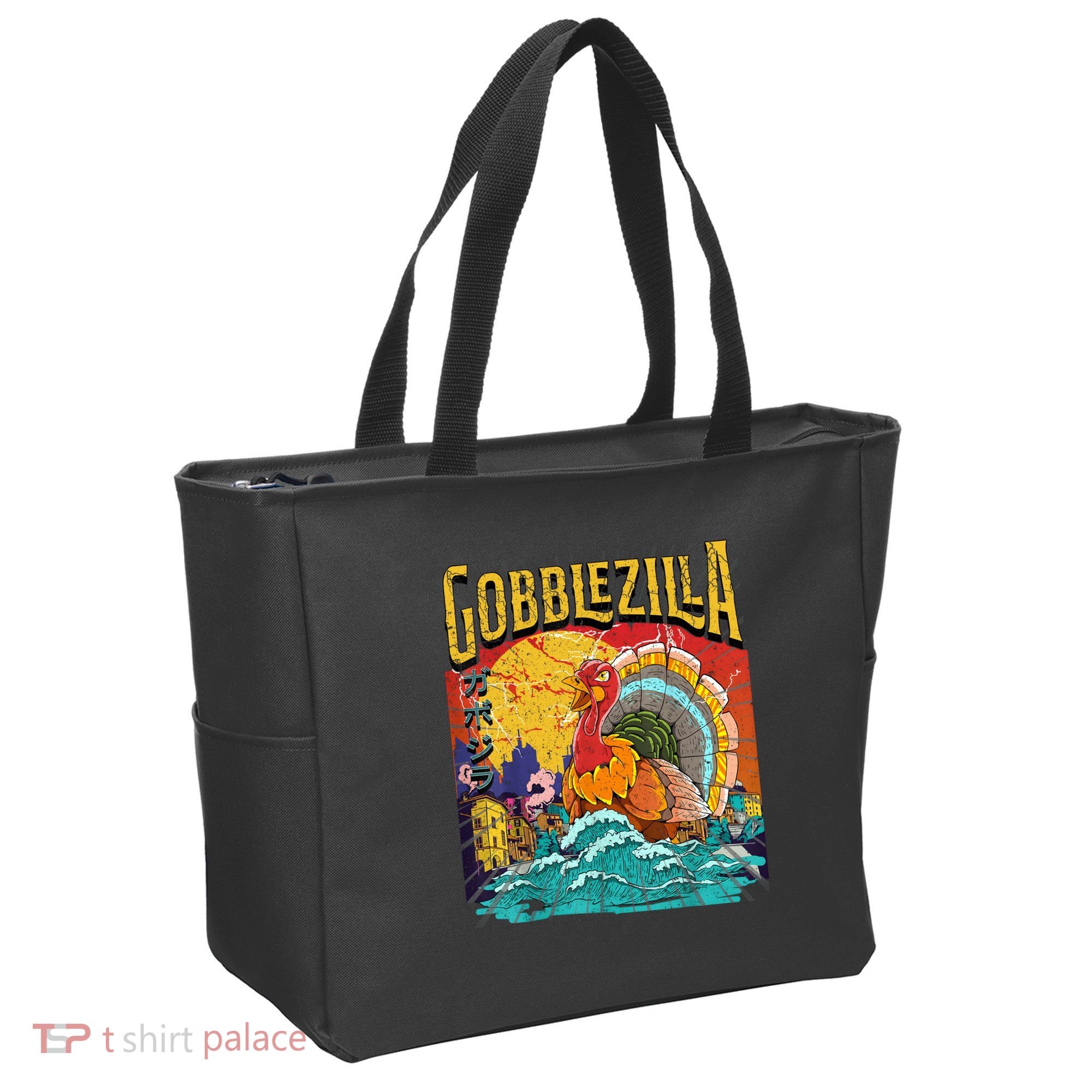 Gobblezila Funny Thanksgiving Monster Movie Spoof Tote Bag