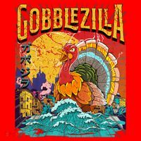 Gobblezila Funny Thanksgiving Monster Movie Spoof Santa Hat thumb 1