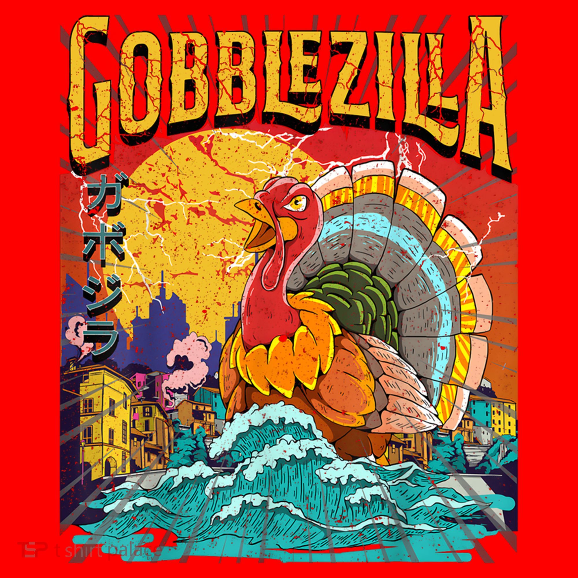 Gobblezila Funny Thanksgiving Monster Movie Spoof Santa Hat