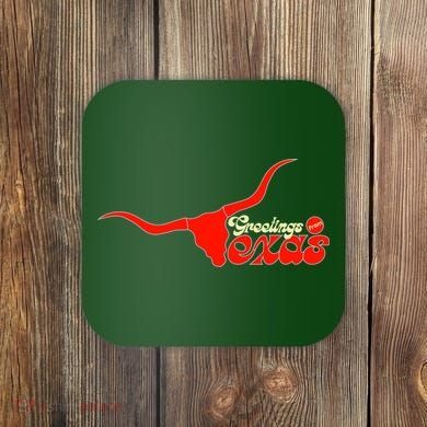 Greetings From Texas Longhorn Logo Coaster